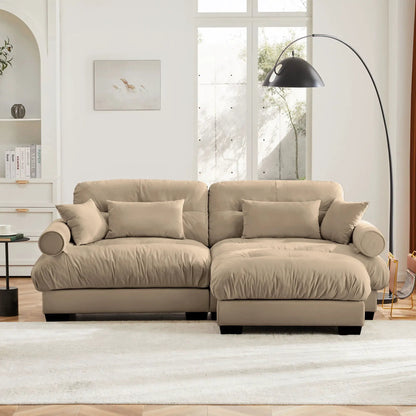 Modern Sectional Sofa with Ottoman and Pillows