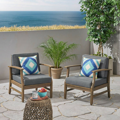 Perla Contemporary Club Chair with water resistant cushion, pair of dark gray outdoor armchairs on Tampa Home & Garden Store