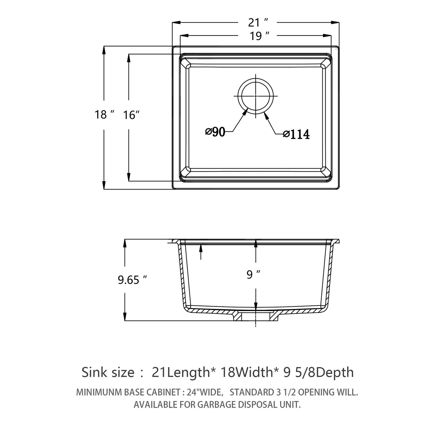 Quartz composite undermount sink with workstation by HouseOfZazla, 21x18in, 9.5in depth on Tampa Home & Garden Store