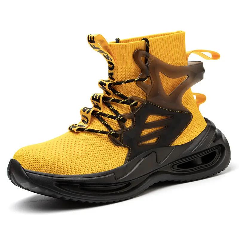 Breathable Flying Woven Safety Shoes for Men