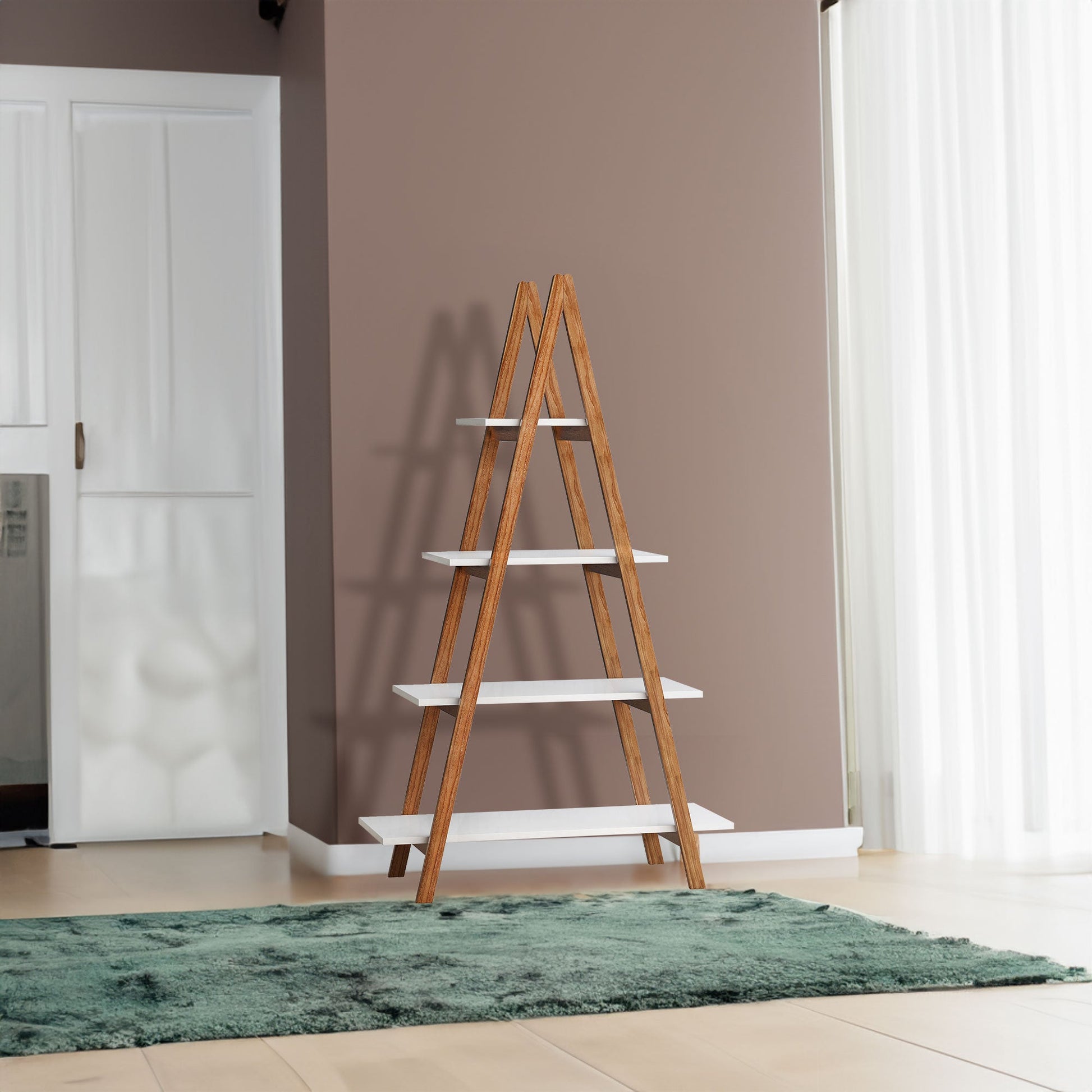 Solid bamboo wood oxford “A”frame ladder display bookshelf - Tampa Home & Garden Store