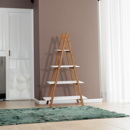 Solid bamboo wood oxford “A”frame ladder display bookshelf - Tampa Home & Garden Store