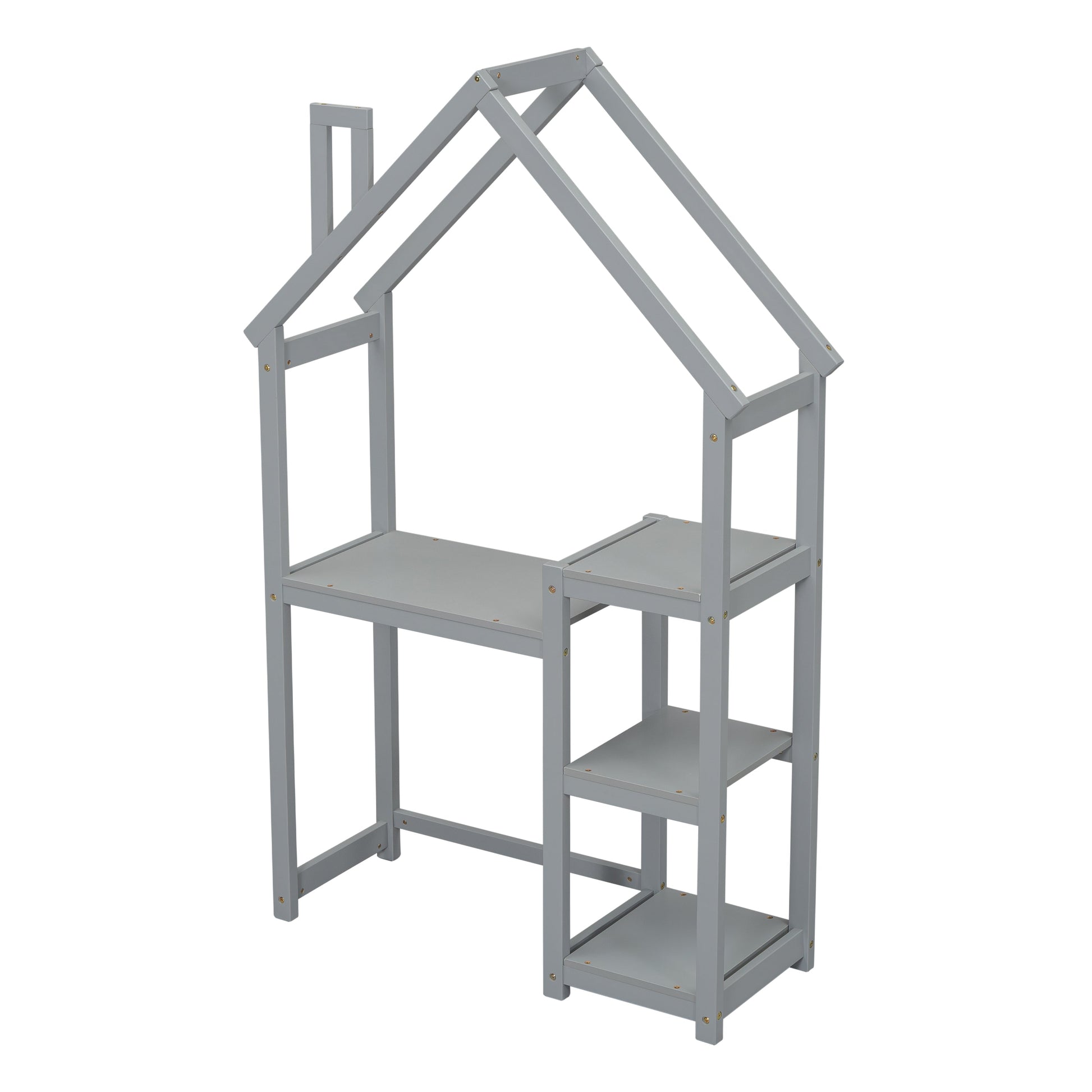 House-shaped Wooden writing Desk,Kids study Table,Bookshelf & Toy Storage,Grey - Tampa Home & Garden Store
