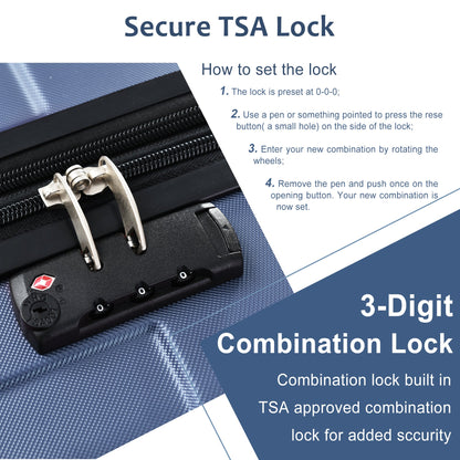 Hardshell Luggage Spinner Suitcase with TSA Lock Lightweight 20'' (Single Luggage) Blue + ABS + 20 Inch Carry On