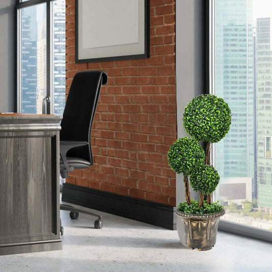 30 Inch artificial topiary triple-ball tree with UV protection in a decorative planter on Tampa Home & Garden Store