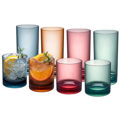 Eze Acrylic Lowball and Highball Glasses Set of 8