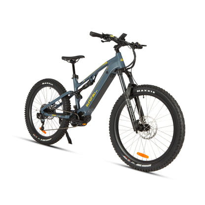 URUS 2.0 electric bicycle by EUNORAU E-BIKE US; blue frame, fat tires, front suspension on Tampa Home & Garden Store