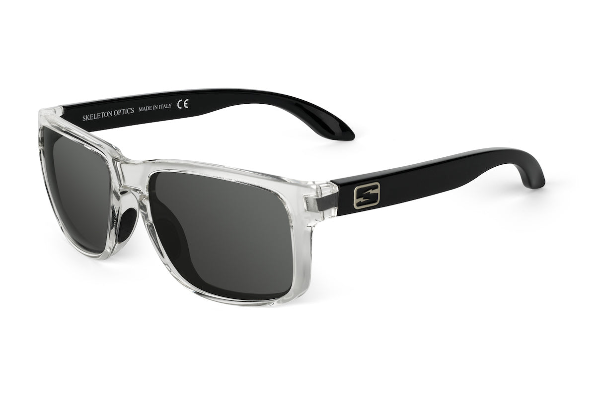 Decoy Polar Edition sunglasses by Skeleton Optics, clear frame with black temples on Tampa Home & Garden Store