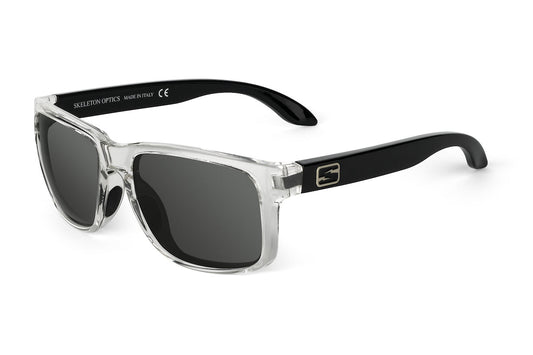 Decoy Polar Edition sunglasses by Skeleton Optics, clear frame with black temples on Tampa Home & Garden Store