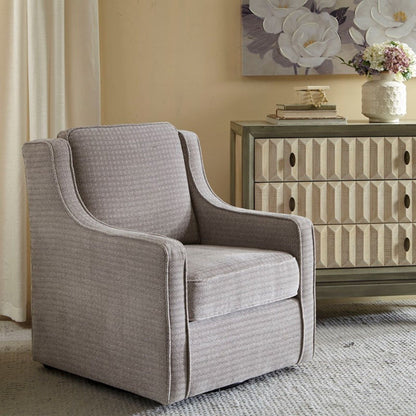 Swivel chair by HouseOfZazla in gray textured fabric with foam and 360-degree rotation on Tampa Home & Garden Store