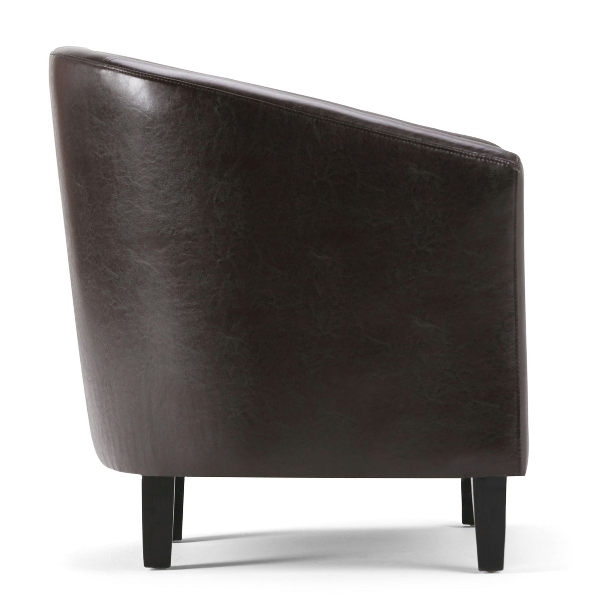 Transitional tub chair in dark brown leather with solid black legs by HouseOfZazla on Tampa Home & Garden Store