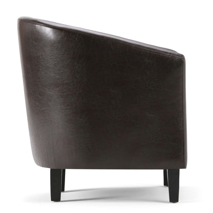 Transitional tub chair in dark brown leather with solid black legs by HouseOfZazla on Tampa Home & Garden Store
