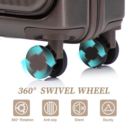 14' & 20' ABS spinner luggage set brown finish with cosmetic case 360° swivel wheels HouseOfZazla on Tampa Home & Garden Store