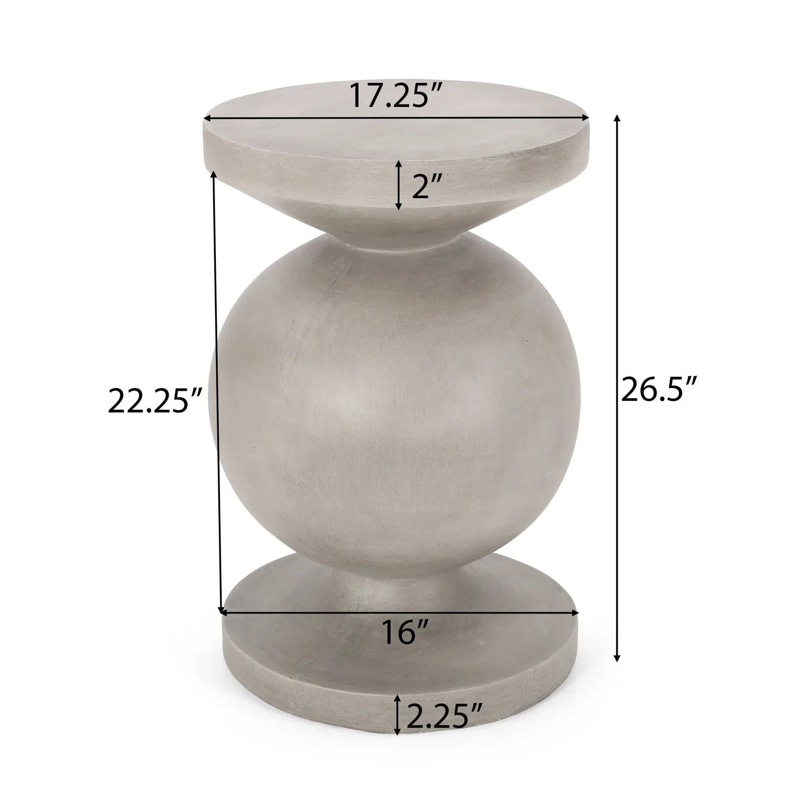 End Table, Outdoor - Natural with round stacked orb pedestal in concrete finish on Tampa Home & Garden Store