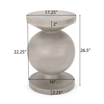 End Table, Outdoor - Natural with round stacked orb pedestal in concrete finish on Tampa Home & Garden Store