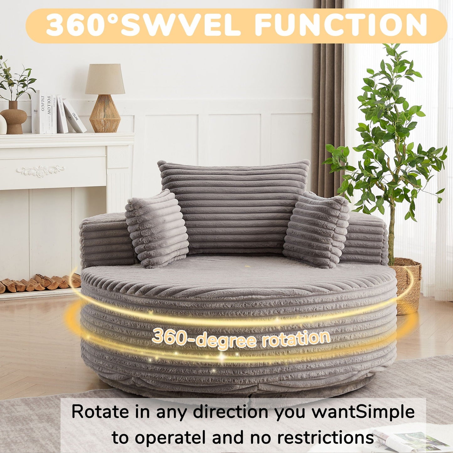 Modern Single Sofa and Swivel Sleeper Chair
