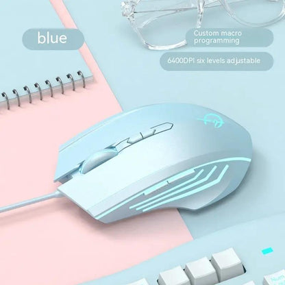 Laptop Esports Game Wired Mouse blue with cyan LED accents on Tampa Home & Garden Store