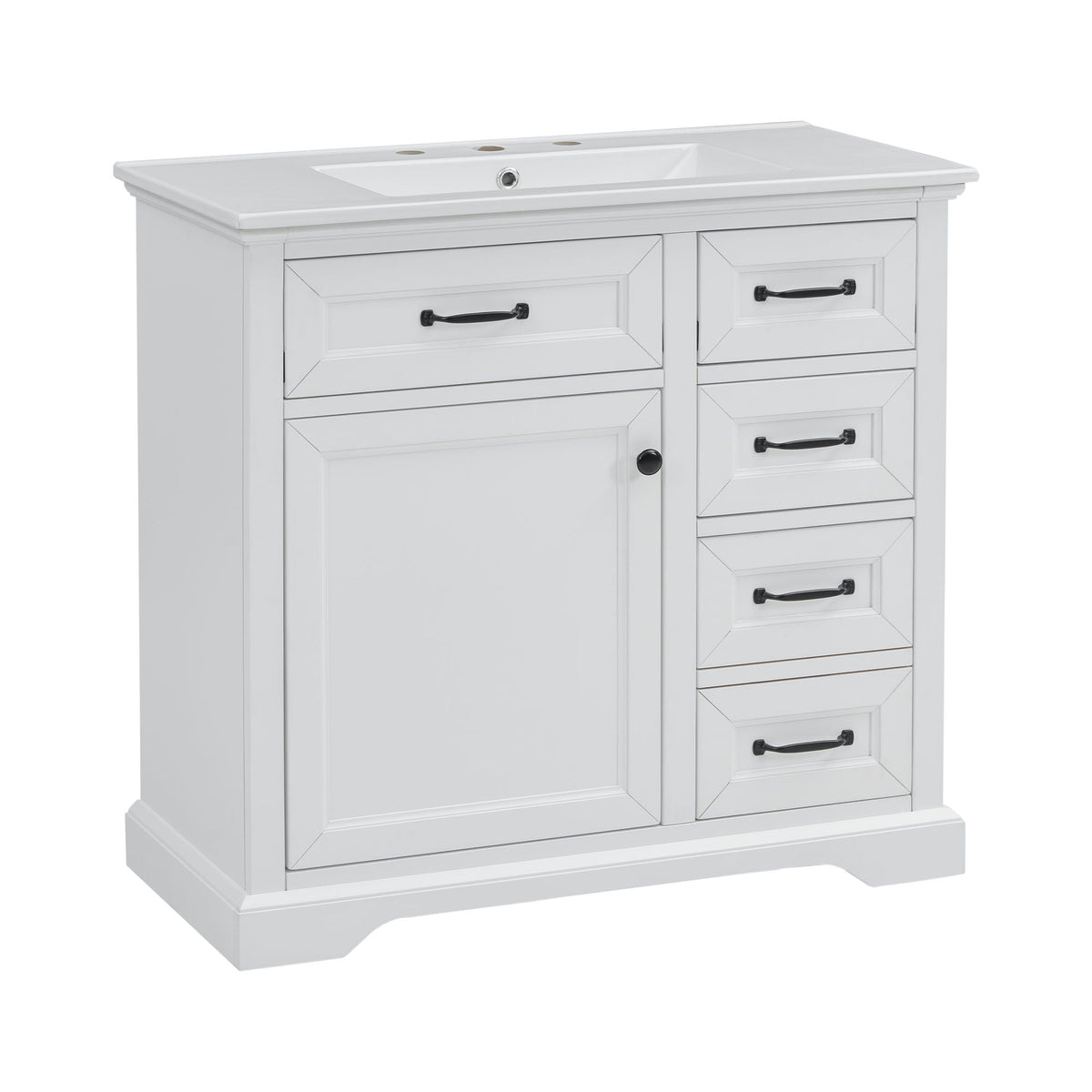 36-inch white bathroom vanity with sink and soft-close hinges by HouseOfZazla on Tampa Home & Garden Store