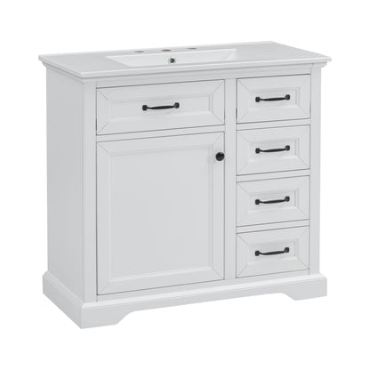36-inch white bathroom vanity with sink and soft-close hinges by HouseOfZazla on Tampa Home & Garden Store