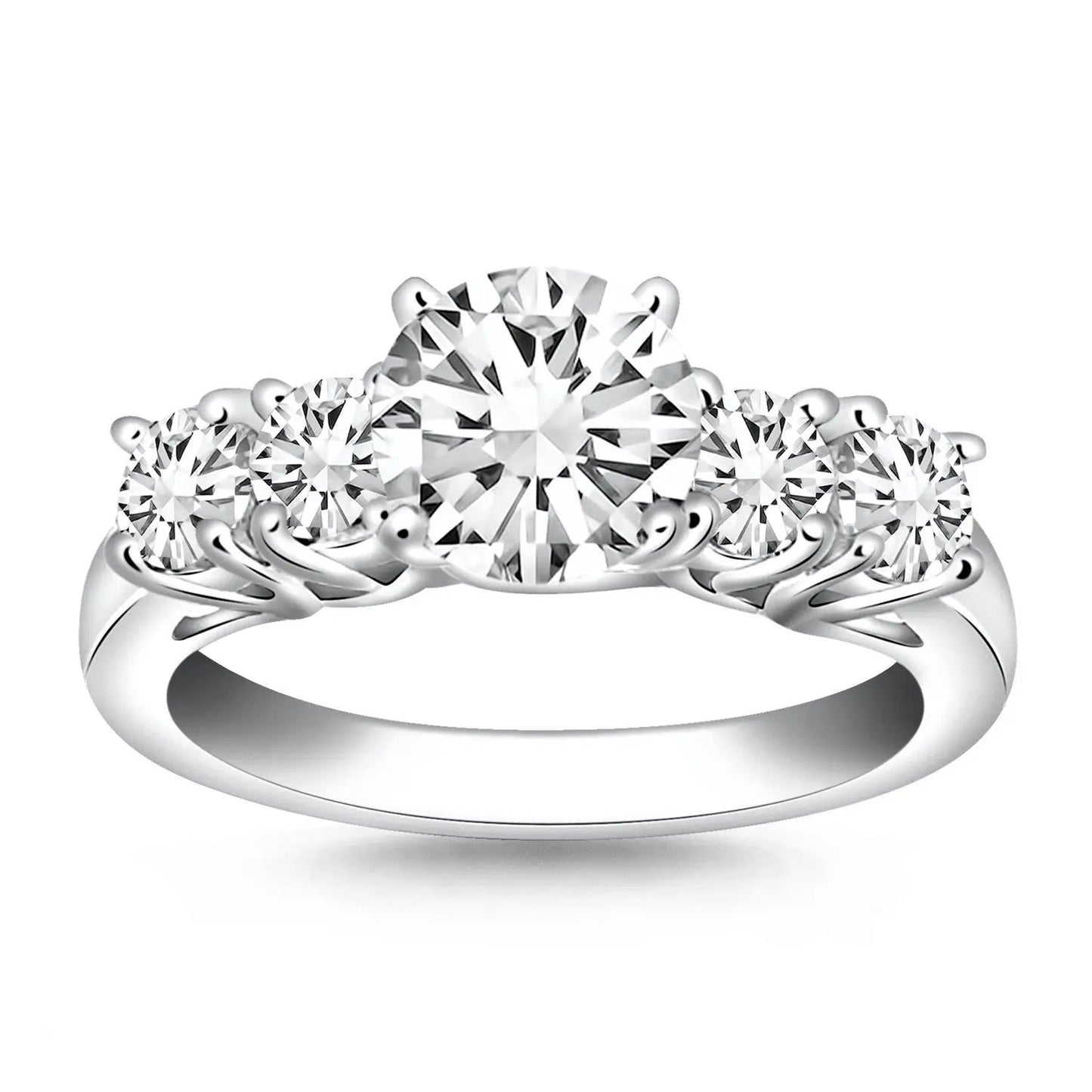 Bids.com 14k white gold five-stone diamond trellis engagement ring on Tampa Home & Garden Store
