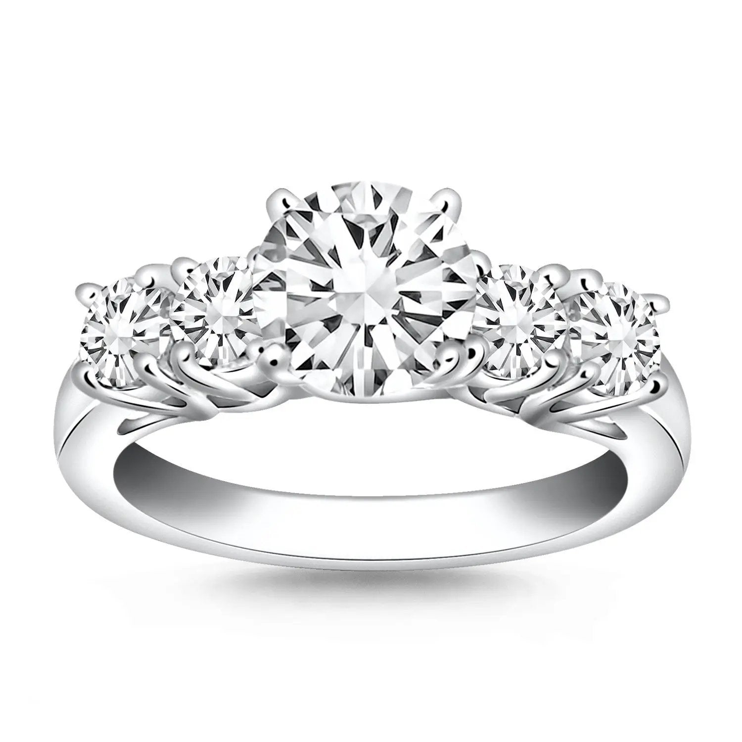 Bids.com 14k white gold five-stone diamond trellis engagement ring on Tampa Home & Garden Store