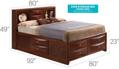 Modern Design King Storage Bed With Bookcase Headboard in dark wood by HouseOfZazla on Tampa Home & Garden Store