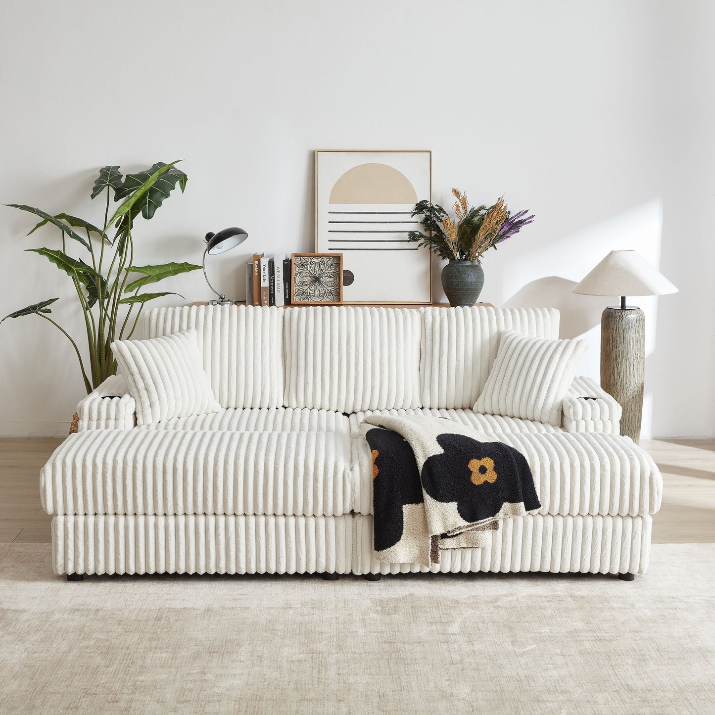3 Seater Sofa With 2 Ottomans and Storage