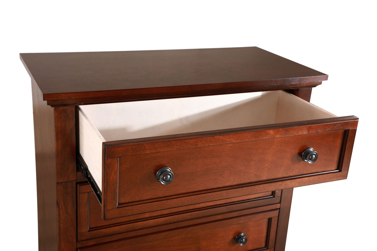 Meade Chest accent table in dark brown wood with felt-lined top drawer by HouseOfZazla on Tampa Home & Garden Store