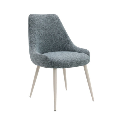 Light blue boucle upholstered kids' table side chair with curved back and tapered light wood legs on Tampa Home & Garden Store