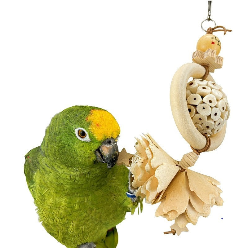 Parrot Natural Gnawing Molar Grinding Toy hanging wooden bead ring for birds Sell My Stuff on Tampa Home & Garden Store
