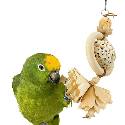 Parrot Natural Gnawing Molar Grinding Toy hanging wooden bead ring for birds Sell My Stuff on Tampa Home & Garden Store