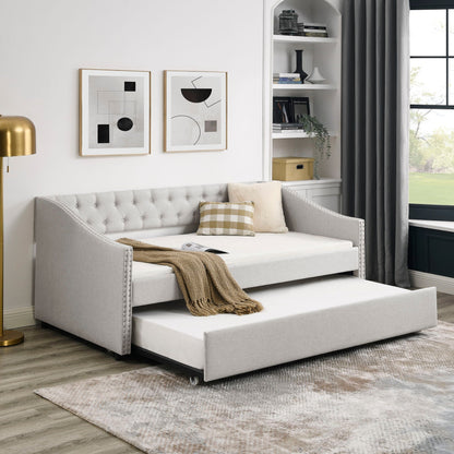 Upholstered Tufted Daybed and Storage Drawers