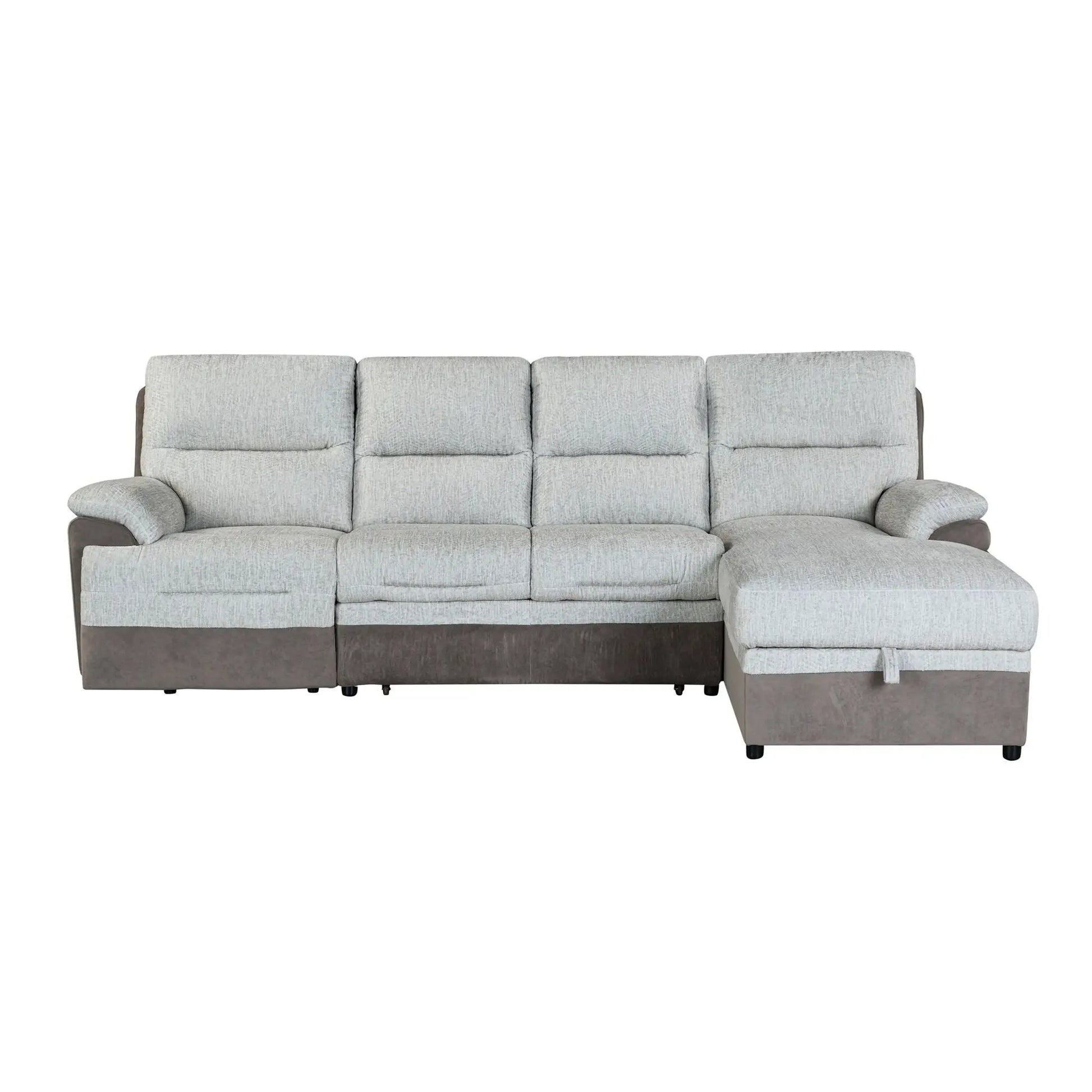 Kia Sectional with Power and USB reclining sofa beige/brown fabric by Unique Piece Furniture on Tampa Home & Garden Store