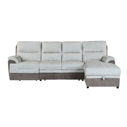 Kia Sectional with Power and USB reclining sofa beige/brown fabric by Unique Piece Furniture on Tampa Home & Garden Store