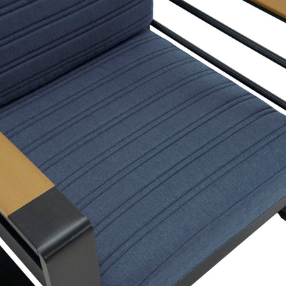Giovanna Club outdoor arm chairs with navy fabric cushions and aluminum frame on Tampa Home & Garden Store