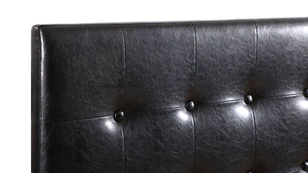 Upholstered headboard black faux leather with tufted buttons HouseOfZazla on Tampa Home & Garden Store