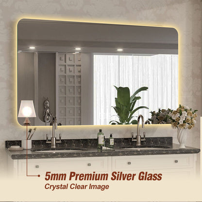 Wall Mounted LED Mirror with 3-Color Dimmable Backlight, silver frame by HouseOfZazla bathroom on Tampa Home & Garden Store