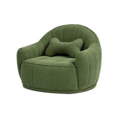 Louie 30.5in dog sofa bed Moss green plush fabric with curved back and bolster pillow on Tampa Home & Garden Store