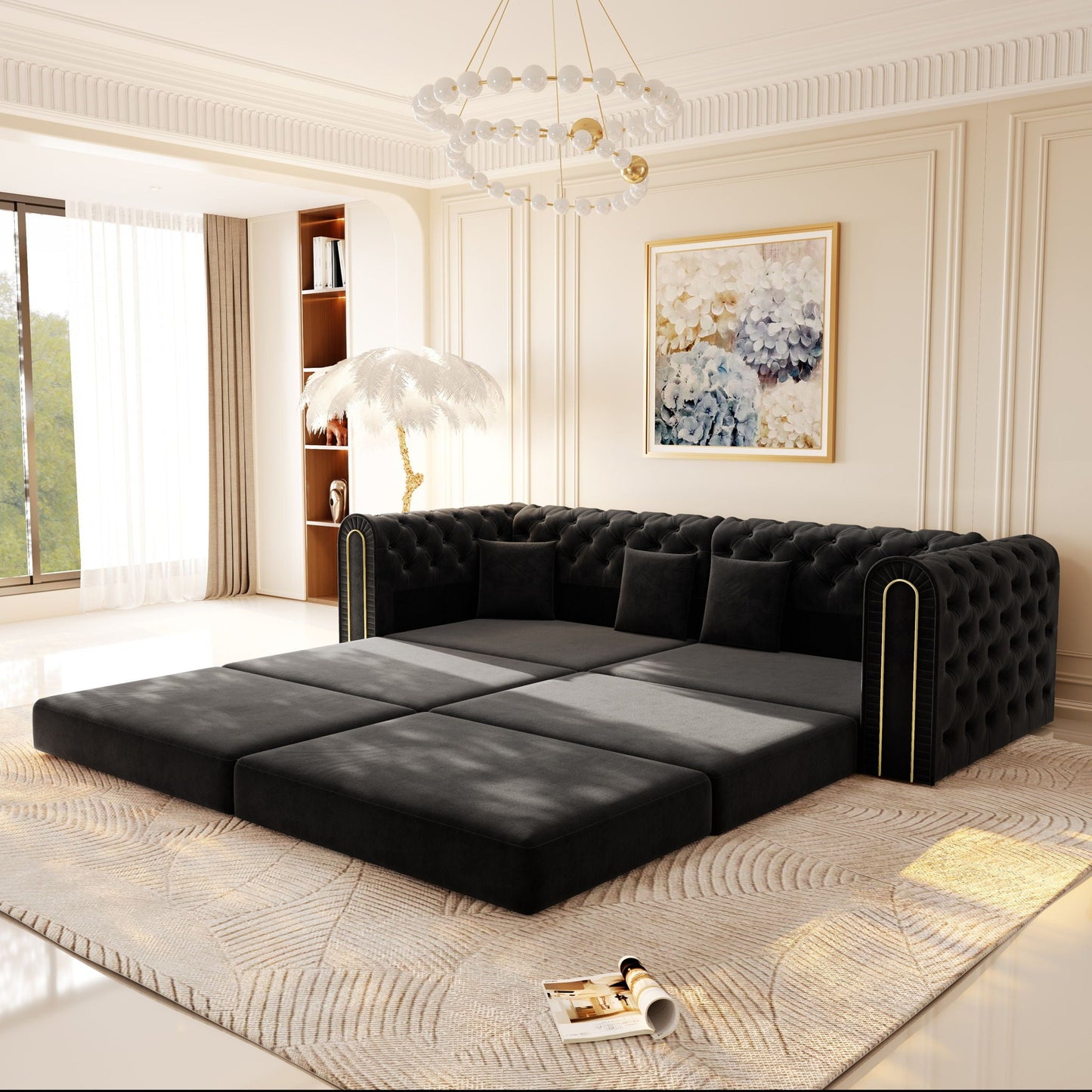 3 In 1 Convertible Sofa and Ottoman Bed