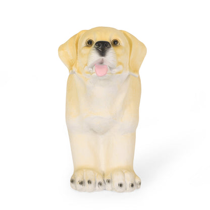 MGO Dog Bench statue outdoor light brown beige dog with pink tongue on Tampa Home & Garden Store