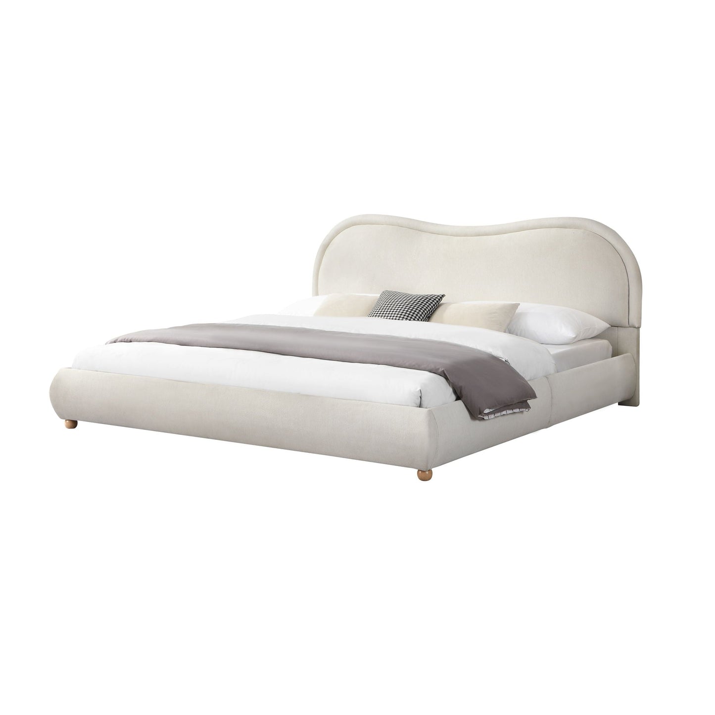 Upholstered Platform Bed with Curved Headboard