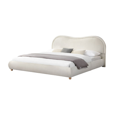 Upholstered Platform Bed with Curved Headboard