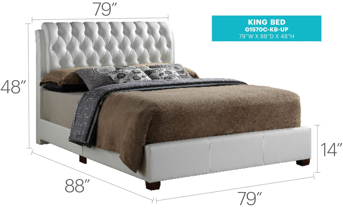 Tufted Upholstered Bed by HouseOfZazla, bed with white tufted headboard 79W x 88D x 48H on Tampa Home & Garden Store