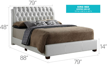 Tufted Upholstered Bed by HouseOfZazla, bed with white tufted headboard 79W x 88D x 48H on Tampa Home & Garden Store