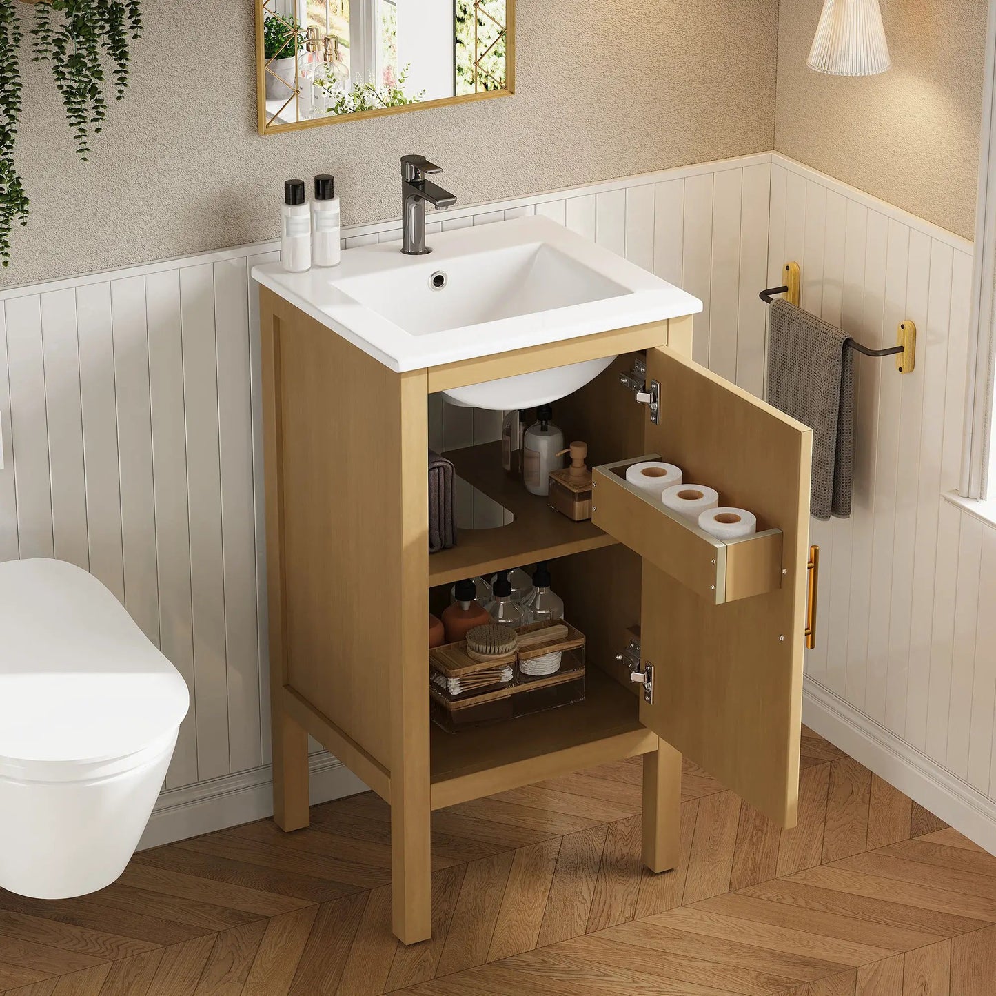 Bathroom Cabinet With Sink and Adjustable Shelf