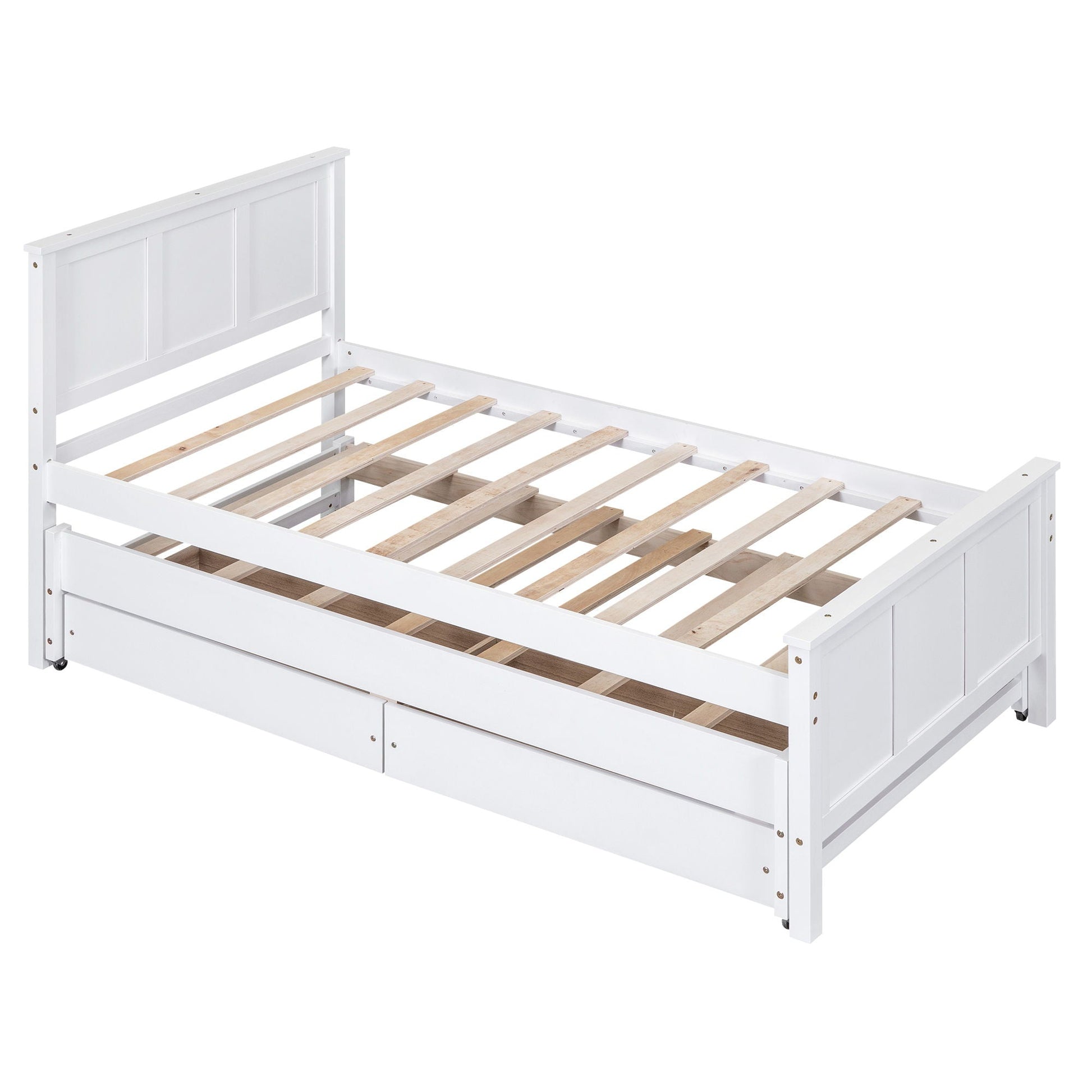 White platform bed frame with panel headboard and built-in storage drawers on Tampa Home & Garden Store
