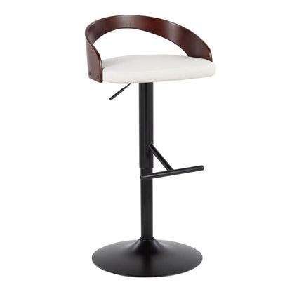Contemporary adjustable barstool brown wood back cream seat swivel footrest on pedestal on Tampa Home & Garden Store