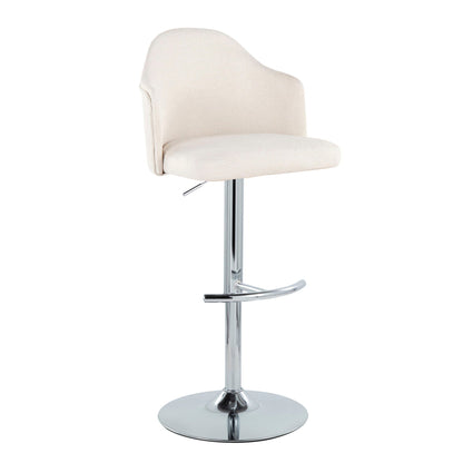 Contemporary adjustable barstool with swivel, beige fabric and chrome base on Tampa Home & Garden Store