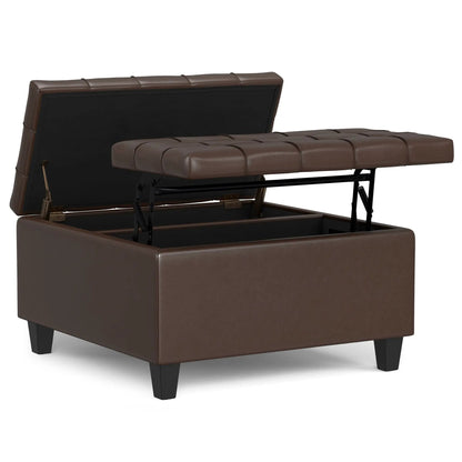 Harrison Large Coffee Table Storage Ottoman brown leather with lift-top storage on Tampa Home & Garden Store