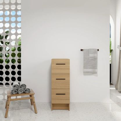 Slim Bathroom Storage Cabinet With 3 Drawers Oak